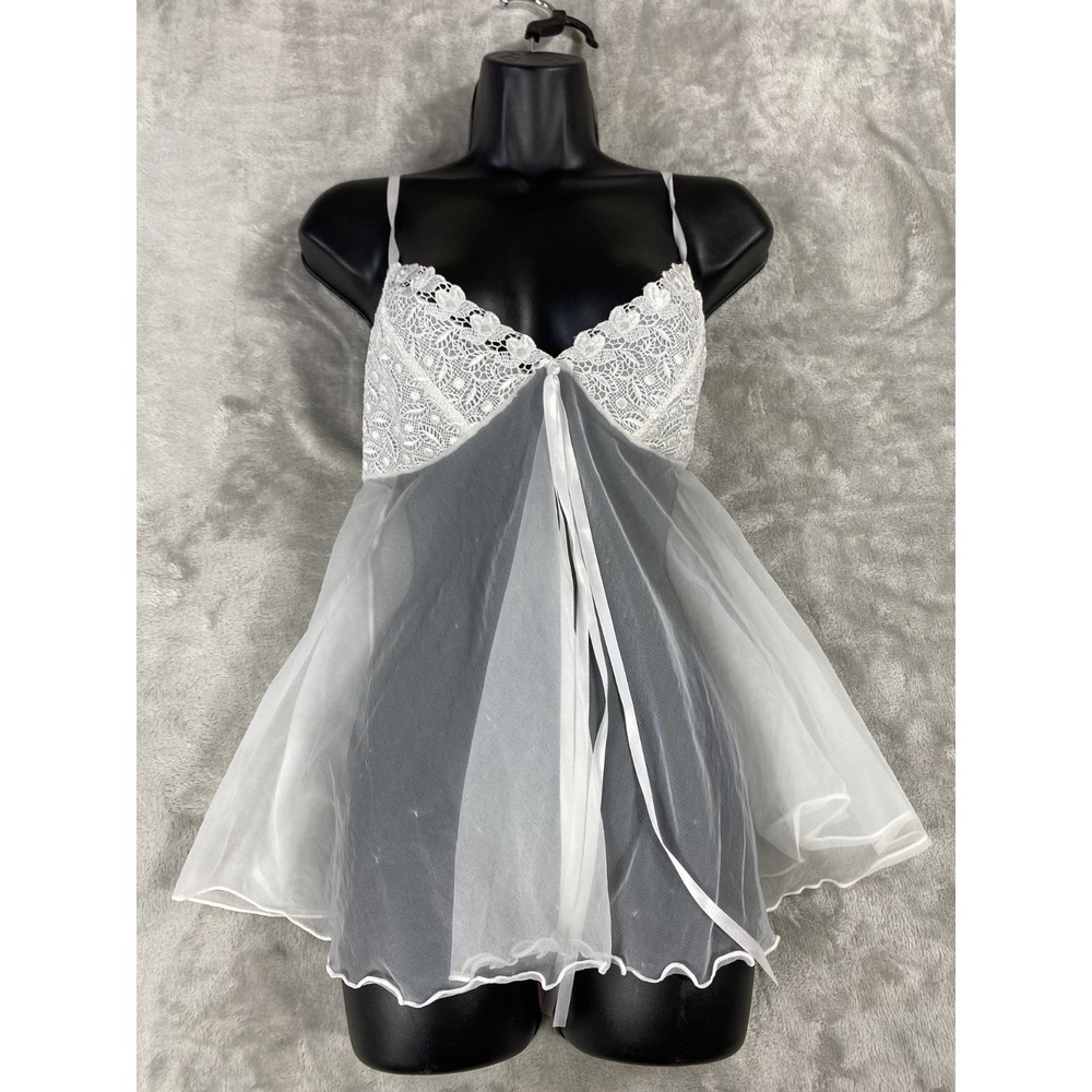 Seductive Wear Cinema Etoile Babydoll Lingerie Top Sz S White Lace Sexy Boudoir